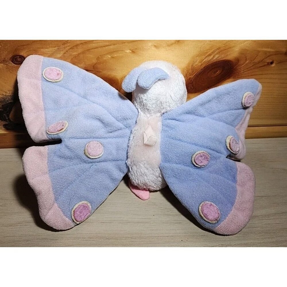 Vintage 1981 Dakin Pink Blue Butterfly Plush 6" nutshell stuffed Felt legs - Picture 2 of 13